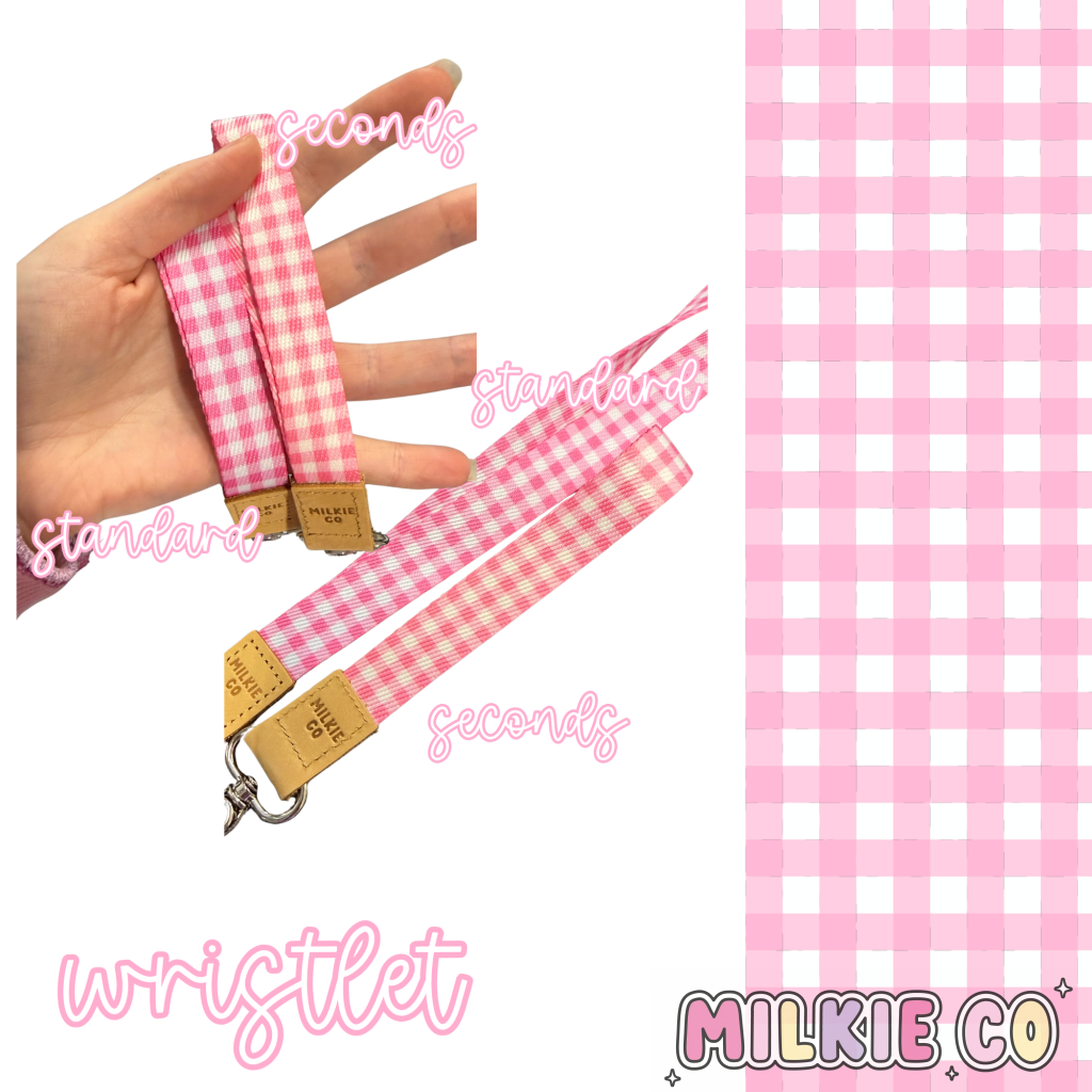 Pale Pink Gingham Fabric Wristlet (SECONDS) All Products