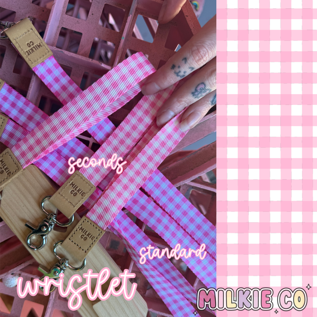 Pale Pink Gingham Fabric Wristlet (SECONDS) All Products