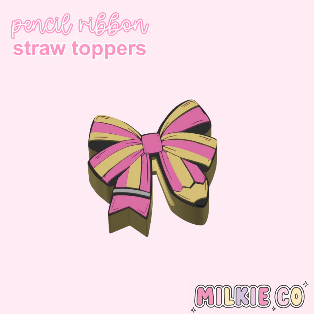 Pencil Ribbon Straw Topper
