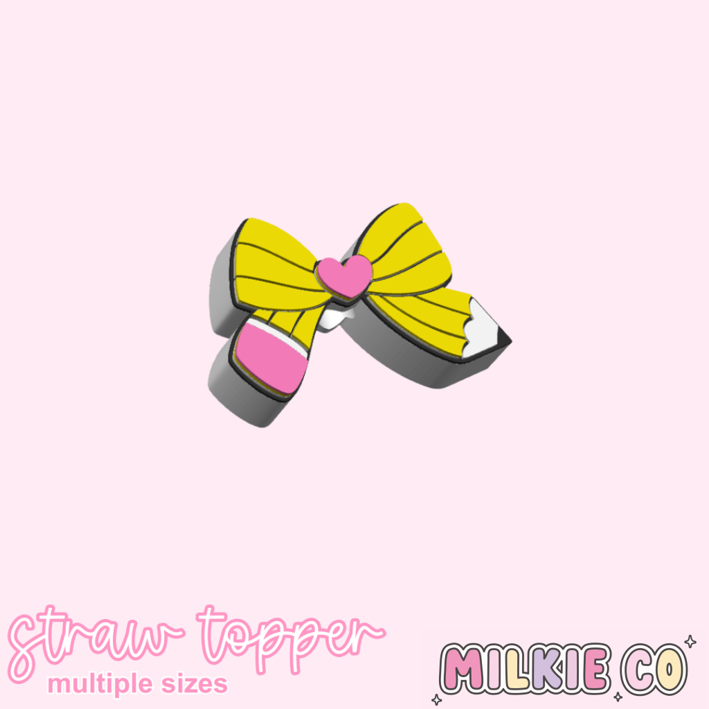 Pencil with Bow Straw Topper