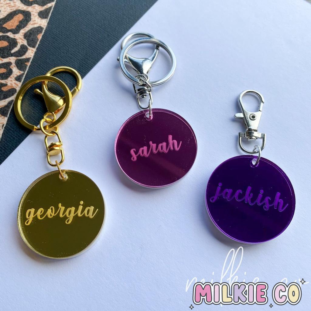 Mirror Back Keychains Personalised Mirror Keychain - Milkie Co