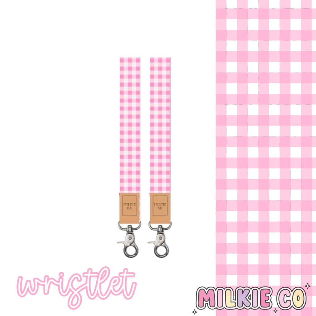 Pink Gingham Fabric Wristlet [PRE-ORDER LATE SEP] All Products