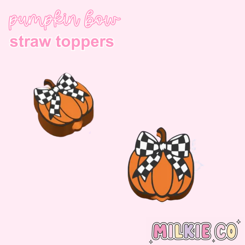 Pumpkin Bow Straw Topper