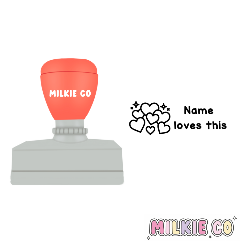 Rectangular: ’Loves this’ Stamp (Hearts)