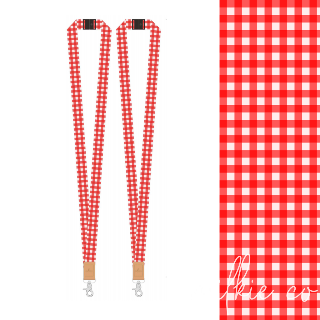 Red Gingham Fabric Lanyard All Products