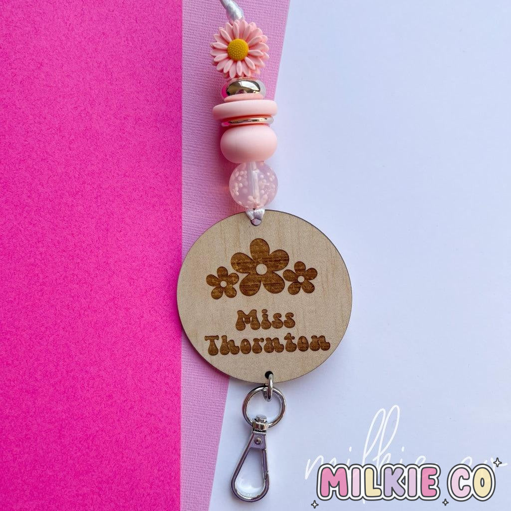 Retro Flowers Personalised Lanyard All Products