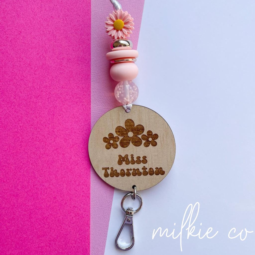 Retro Flowers Personalised Lanyard All Products