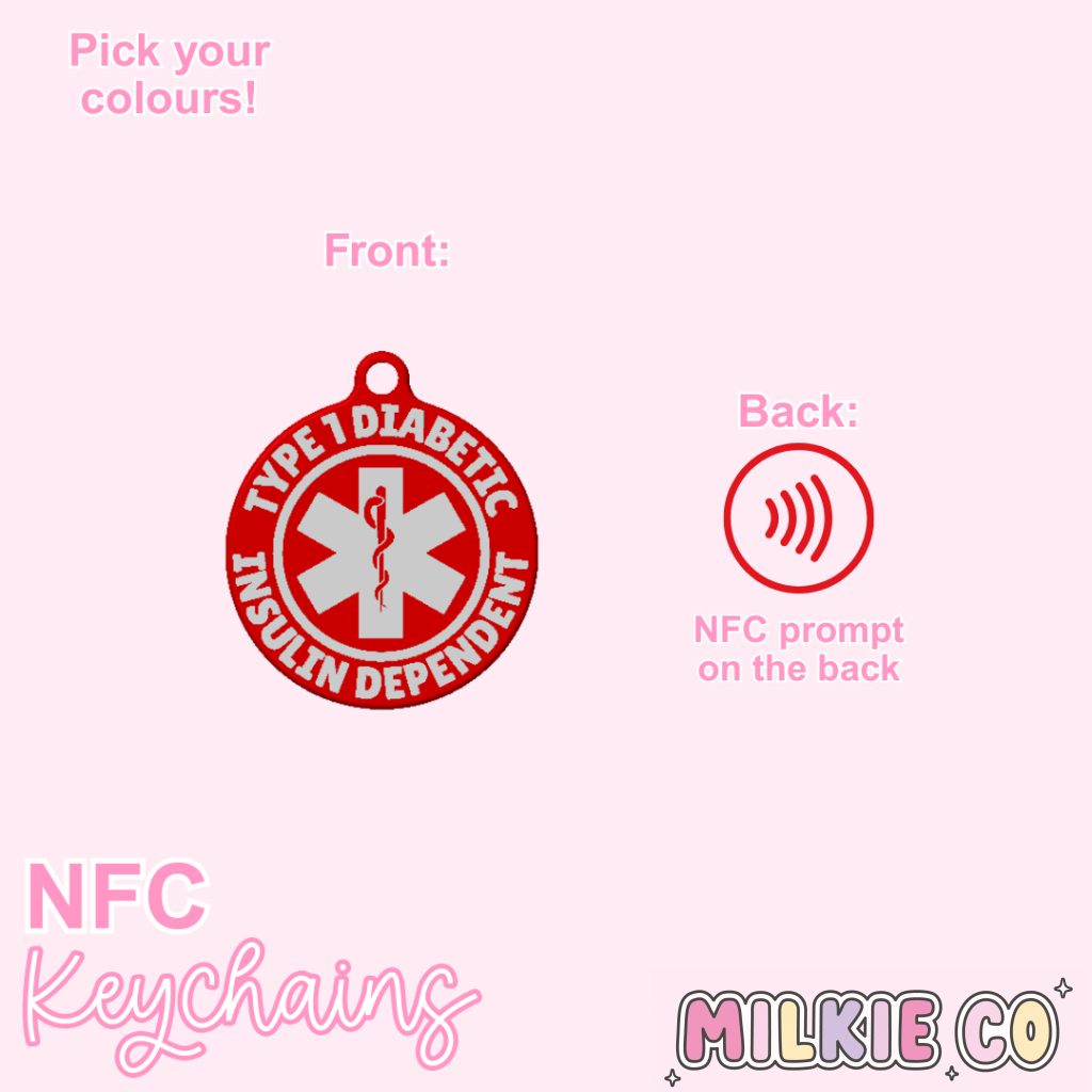 Type 1 Diabetic NFC Keychain All Products