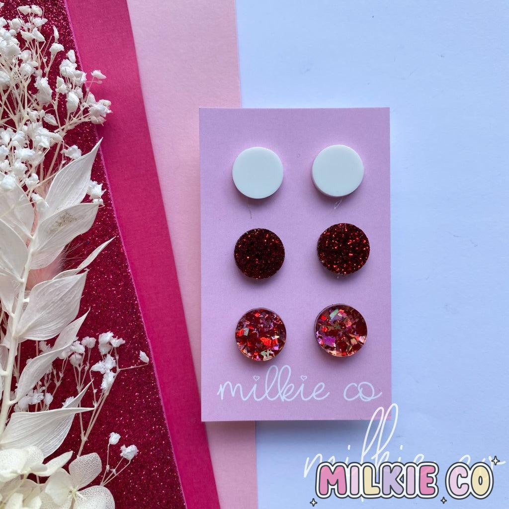 Valentines Day Trio Studs