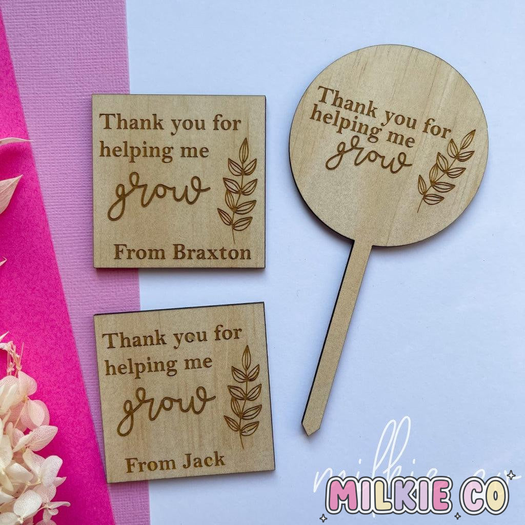 Wood Card: Thank You For Helping Me Grow All Products