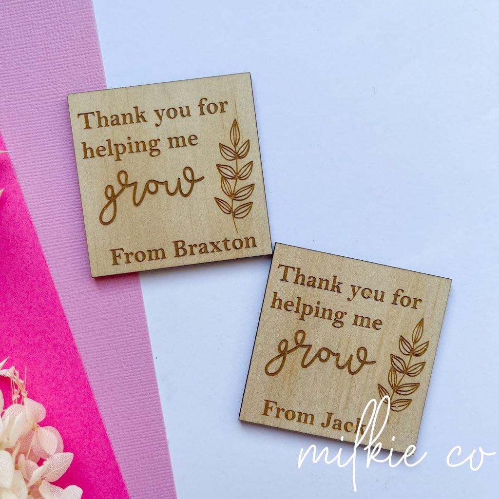 Wood Card: Thank You For Helping Me Grow All Products