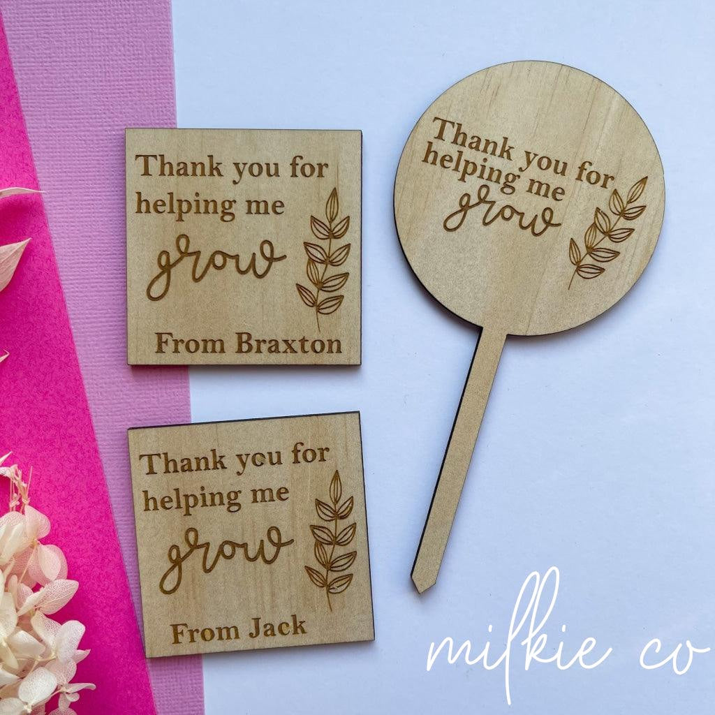 Wood Card: Thank You For Helping Me Grow All Products